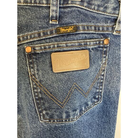Wrangler 13MWZGK 35 X 32 Men's Blue Denim Cowboy Cut Jeans Worn In